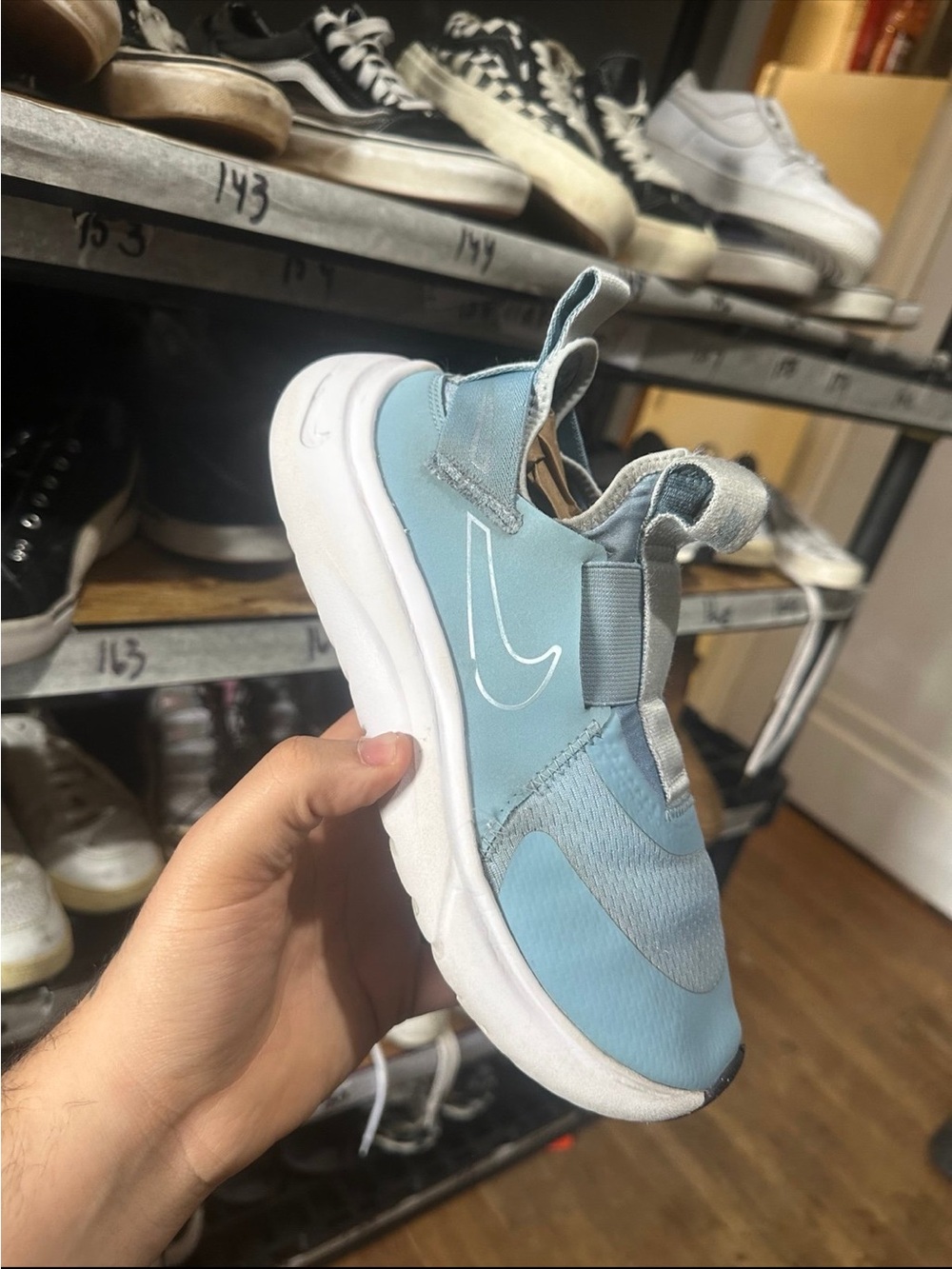 Nike Blue Slip-On Kids' Athletic Sneakers with White Swoosh